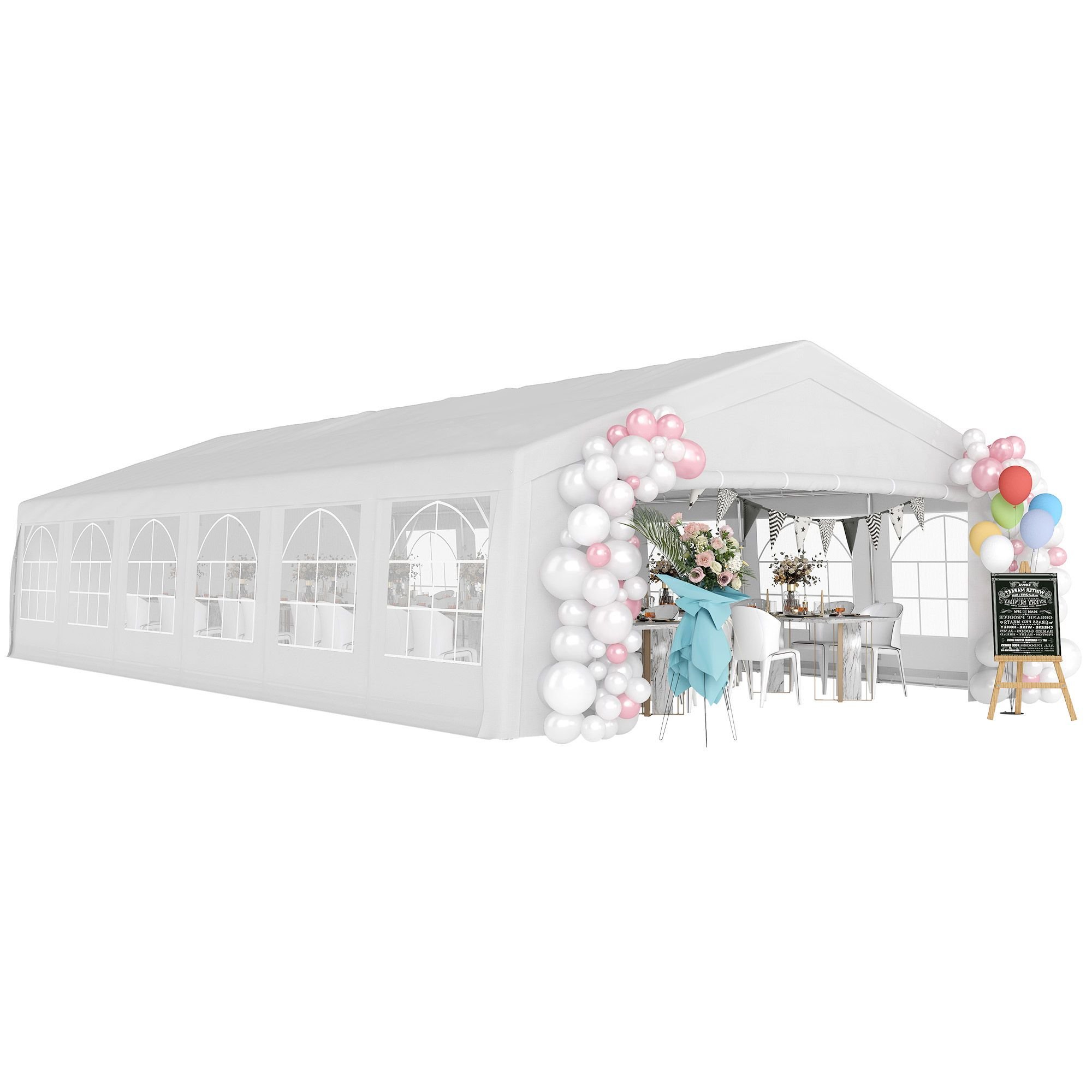 Outsunny 20' x 40' Large Outdoor Carport Canopy Party Tent with Removable Protective Sidewalls & Versatile Uses, White Outsunny 20' x 40' Large Outdoor Carport Canopy Party Tent with Removable Protective Sidewalls & Versatile Uses, White